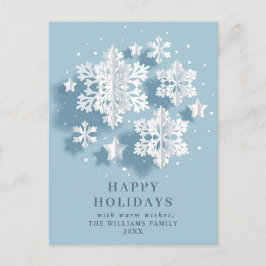 Postal Elegantes Navidades de copos de nieve saludando fe