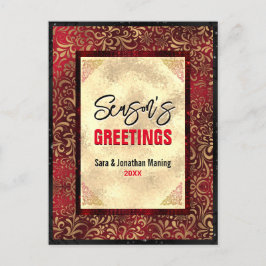 Postal Elegantes Navidades de flores rojas doradas año nu