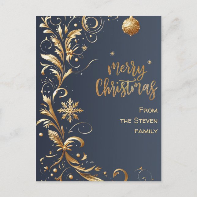 Postal Elegantes Navidades de Golden Swirls (Anverso)