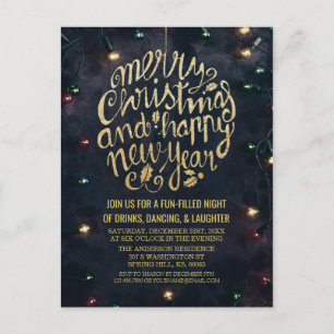 Postal Elegantes Navidades de la escritura de oro negro F