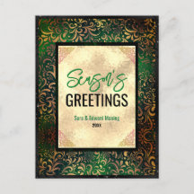 Elegantes Navidades de oro floral verde año nuevo