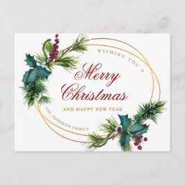 Postal Elegantes Navidades de oro saludo de feriado de lo