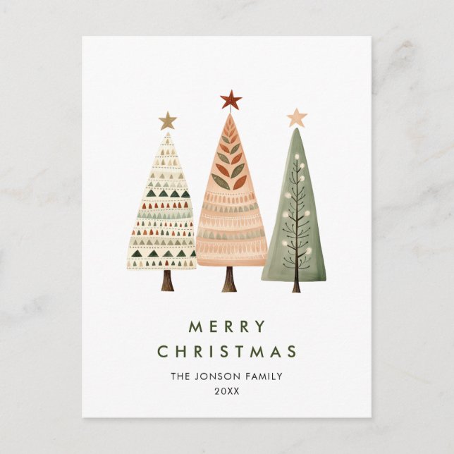 Postal Elegantes Navidades de pino saludo de feriado (Anverso)