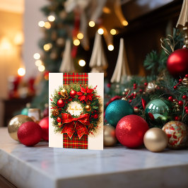 Postal Elegantes Navidades de Plaid Wreath Holiday Post C