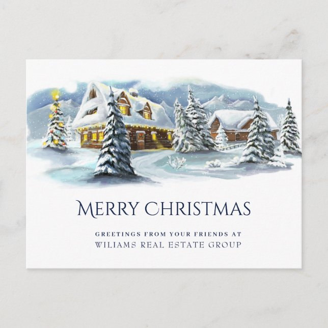 Postal Elegantes Navidades de Winter Land Saludo Corporat (Anverso)