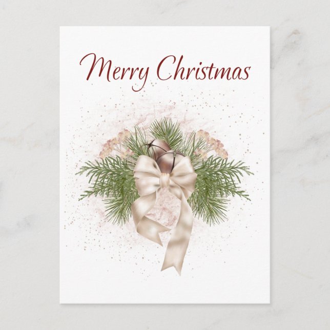 Postal Elegantes Navidades del Boho Ivory Green Watercolo (Anverso)