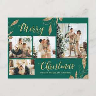 Postal Elegantes Navidades del Collage de fotos de Oro Ve