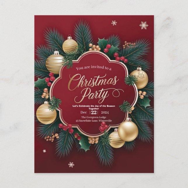 Postal Elegantes Navidades Fiestas con adornos festivos (Anverso)