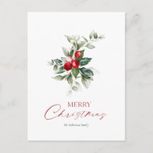 Elegantes Navidades Holly Card