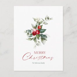 Postal Elegantes Navidades Holly Card