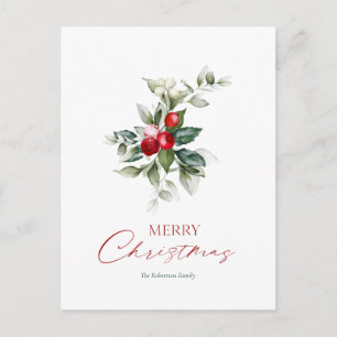 Postal Elegantes Navidades Holly Card