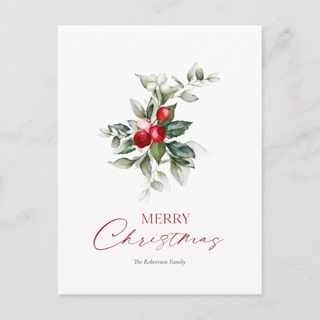 Postal Elegantes Navidades Holly Card (Anverso)