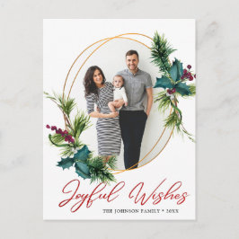 Postal Elegantes Navidades Joyful Wings Holly Pine Photo