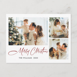 Postal Elegantes Navidades Minimalistas 3 Fotos de bienve