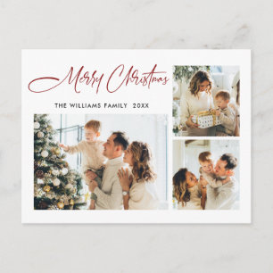 Postal Elegantes Navidades Minimalistas 3 Fotos de bienve