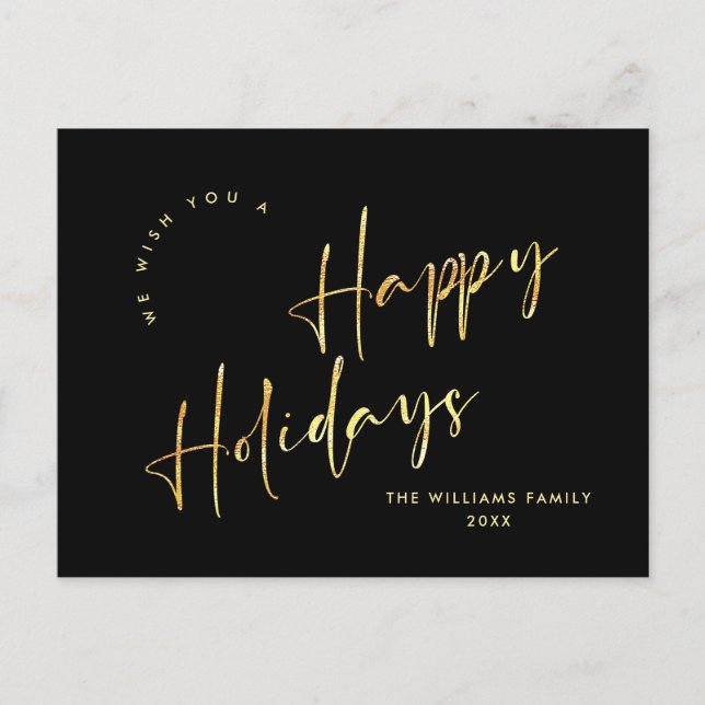 Postal Elegantes Navidades Minimalistas saludan sus vacac (Anverso)