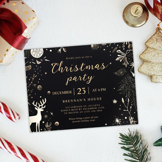 Postal Elegantes Navidades modernos Fiesta vacaciones fes (Modern Elegant Christmas Party Festive Holiday Postcard)