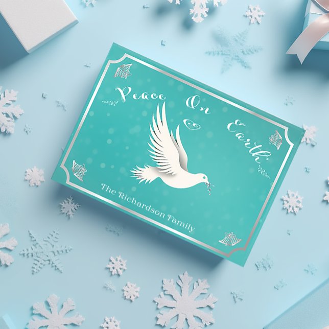 Postal Elegantes Navidades "Paz en la Tierra" azules y pl (Subido por el creador)