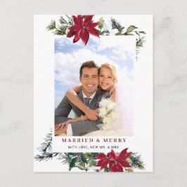 Postal Elegantes Navidades Poinsettia Frame Photo Greet