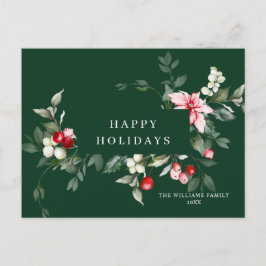 Postal Elegantes Navidades Saludo de Navidad de Poinsetti