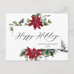 Postal Elegantes Navidades Saludo de Navidad de Poinsetti