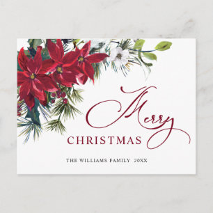 Postal Elegantes Navidades Saludo de Navidad de Poinsetti