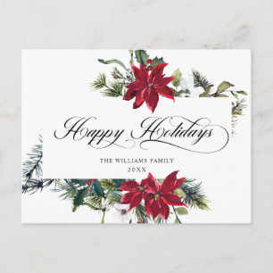 Postal Elegantes Navidades Saludo de Navidad de Poinsetti