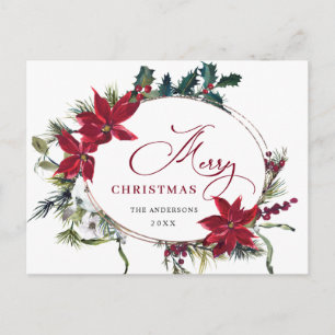 Postal Elegantes Navidades Saludo de Navidad de Poinsetti