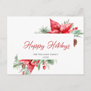 Postal Elegantes Navidades Saludo de Navidad de Poinsetti