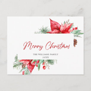 Postal Elegantes Navidades Saludo de Navidad de Poinsetti