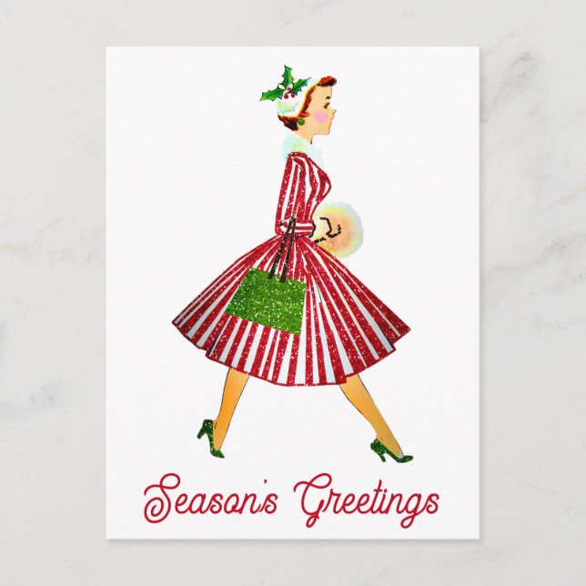 Postal Elegantes Navidades Vintage Saludos (Anverso)