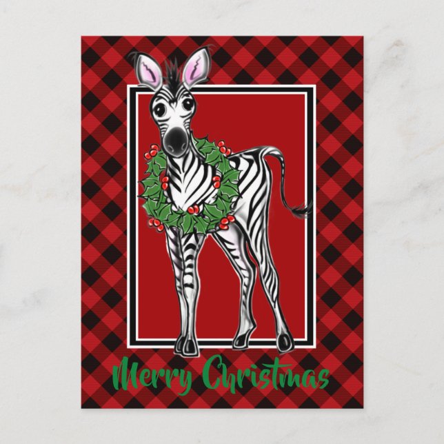Postal Elegantes Navidades zebra negra festividad negra (Anverso)