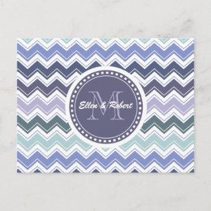 Postal Elegantes olas de mar verdes y azules Chevron ZigZ