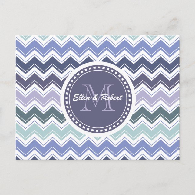 Postal Elegantes olas de mar verdes y azules Chevron ZigZ (Anverso)