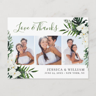 Postal Elegantes orquídeas blancas Bodas bohemias Gracias