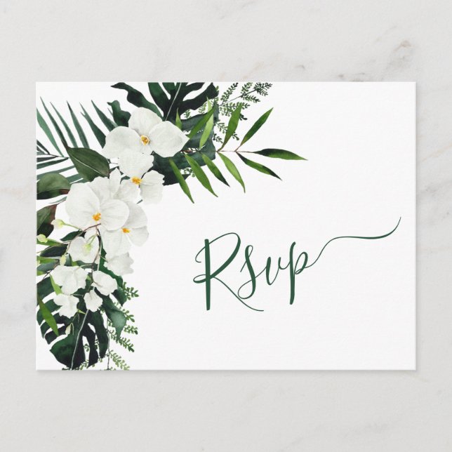 Postal Elegantes orquídeas blancas Bohemias RSVP (Anverso)