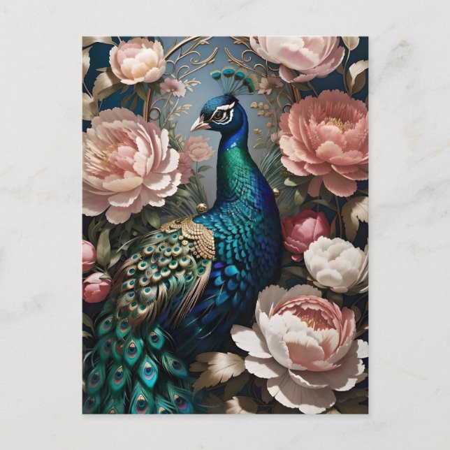 Postal Elegantes Peacock Pink Peonies (Anverso)
