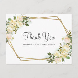 Postal Elegantes Rosas Botánicas Florales Bodas Agradecim