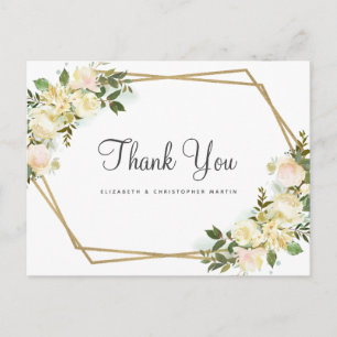 Postal Elegantes Rosas Botánicas Florales Bodas Agradecim