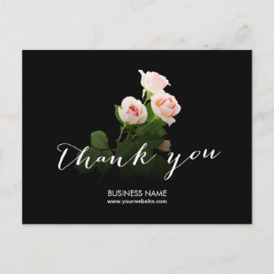 Postal Elegantes Rosas Calligraphy Business Gracias