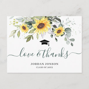Postal Elegantes Sunflowers Eucalyptus Graduación Gracias