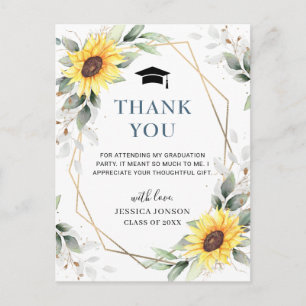 Postal Elegantes Sunflowers Eucalyptus Graduación Gracias