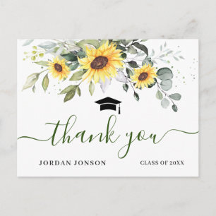 Postal Elegantes Sunflowers Eucalyptus Graduación Gracias