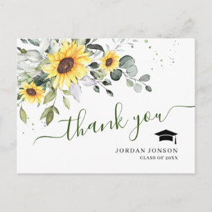 Postal Elegantes Sunflowers Eucalyptus Graduación Gracias