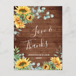 Postal Elegantes Sunflowers Eucalyptus Rustic Gracias