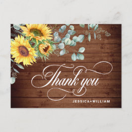 Postal Elegantes Sunflowers Eucalyptus Rustic Gracias