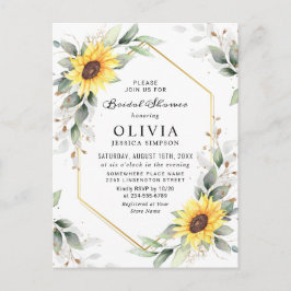Postal Elegantes Sunflowers Golden Greenery Bridal Shower