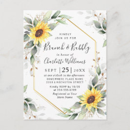 Postal Elegantes Sunflowers Golden Greenery Brunch & Bubb