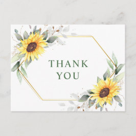 Postal Elegantes Sunflowers Greenery Floral Gracias