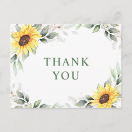 Postal Elegantes Sunflowers Greenery Floral Gracias